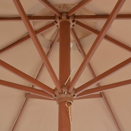 Parasol d'extérieur avec mât en bois 300 cm Taupe - Photo n°2; ?>