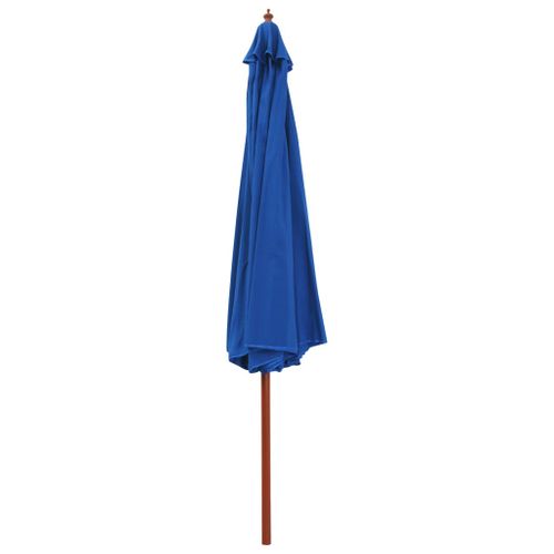 Parasol d'extérieur avec mât en bois 350 cm Bleu - Photo n°2; ?>