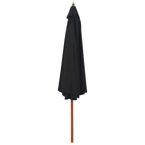 Parasol d'extérieur avec mât en bois 350 cm Noir - Photo n°3; ?>