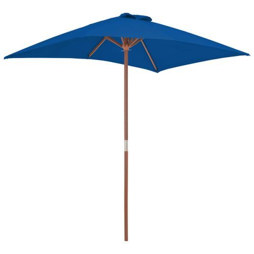 Parasol d'extérieur avec mât en bois Bleu 150x200 cm - Photo n°3; ?>