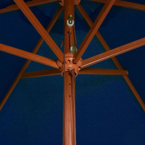 Parasol d'extérieur avec mât en bois Bleu 200x300 cm - Photo n°2; ?>