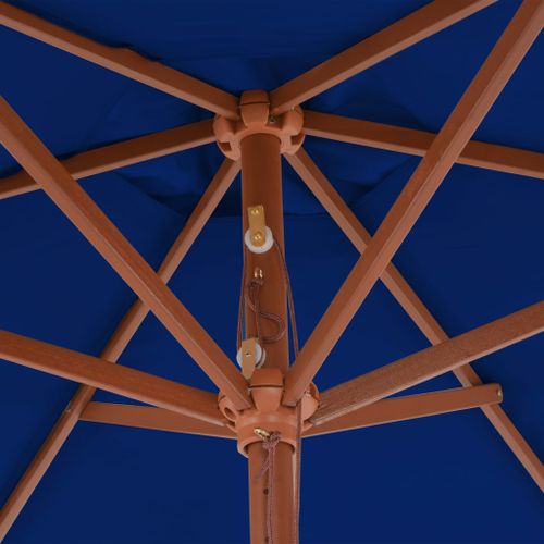 Parasol d'extérieur avec mât en bois Bleu 270 cm - Photo n°2; ?>
