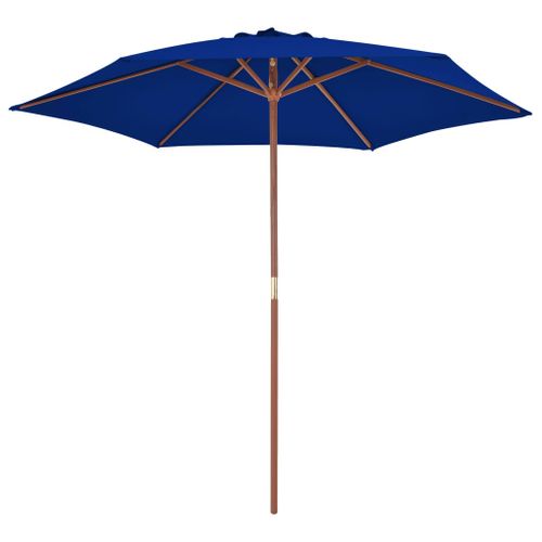 Parasol d'extérieur avec mât en bois Bleu 270 cm - Photo n°3; ?>