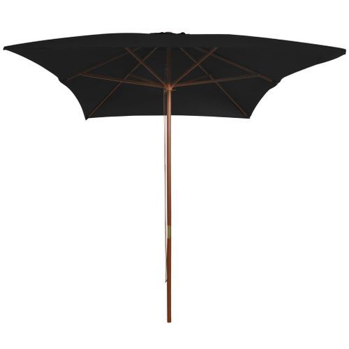 Parasol d'extérieur avec mât en bois Noir 200x300 cm - Photo n°3; ?>