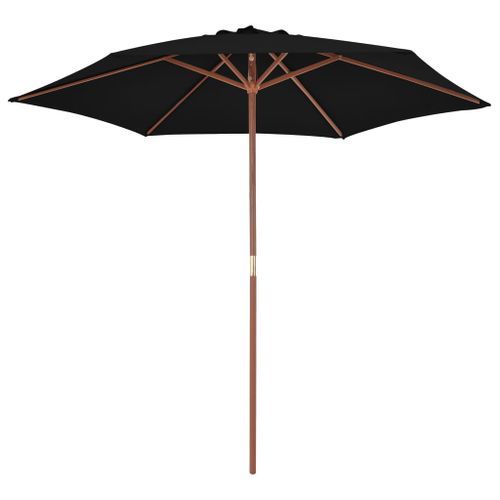 Parasol d'extérieur avec mât en bois Noir 270 cm - Photo n°3; ?>