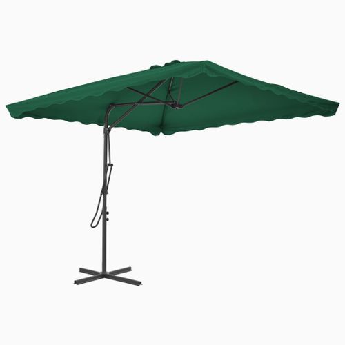 Parasol d'extérieur déporté avec mât en acier 250 x 250 cm Vert - Photo n°3; ?>