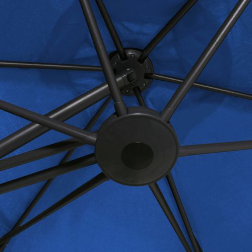 Parasol d'extérieur déporté avec mât en acier 300 cm Bleu azuré - Photo n°2; ?>