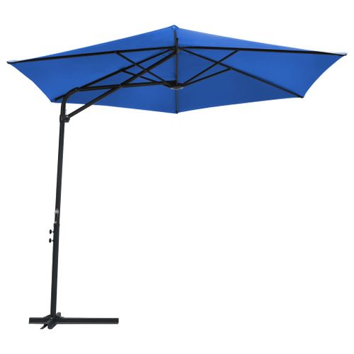 Parasol d'extérieur déporté avec mât en acier 300 cm Bleu azuré - Photo n°3; ?>