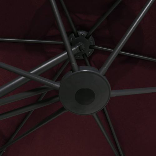 Parasol d'extérieur déporté avec mât en acier 300 cm Rouge bordeaux - Photo n°2; ?>