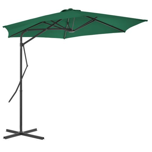 Parasol d'extérieur déporté avec mât en acier 300 cm Vert - Photo n°3; ?>