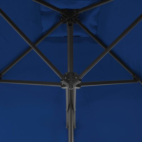 Parasol d'extérieur déporté avec mât en acier Bleu 250x250x230 cm - Photo n°2; ?>