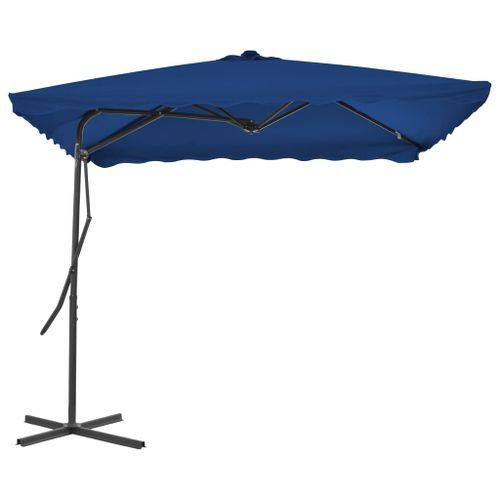 Parasol d'extérieur déporté avec mât en acier Bleu 250x250x230 cm - Photo n°3; ?>