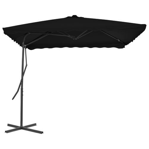 Parasol d'extérieur déporté avec mât en acier Noir 250x250x230 cm - Photo n°3; ?>