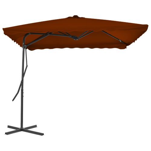 Parasol d'extérieur déporté avec mât en acier Terre cuite 250x250x230cm - Photo n°3; ?>