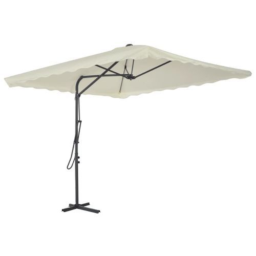 Parasol d'extérieur déporté avec poteau en acier 250 x 250 cm Sable - Photo n°3; ?>