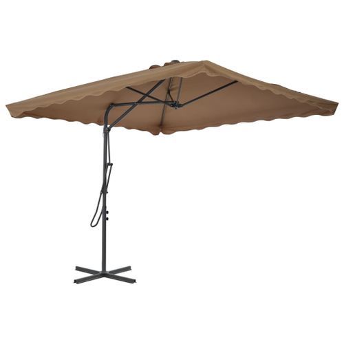 Parasol d'extérieur déporté avec poteau en acier 250 x 250 cm Taupe - Photo n°3; ?>