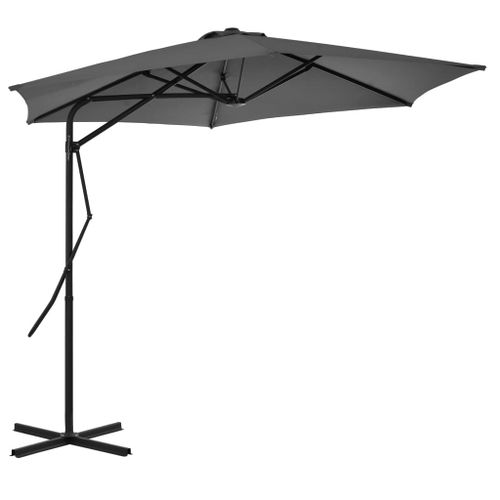 Parasol d'extérieur déporté avec poteau en acier 300 cm Anthracite - Photo n°3; ?>