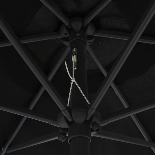 Parasol d'extérieur et mât en aluminium 270x246 cm Noir - Photo n°2; ?>