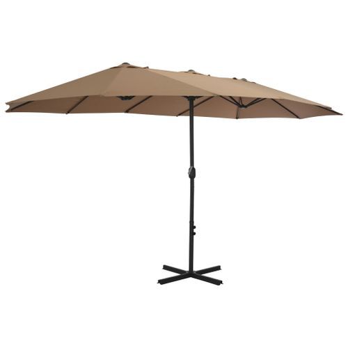 Parasol d'extérieur et poteau en aluminium 460 x 270 cm Taupe - Photo n°3; ?>