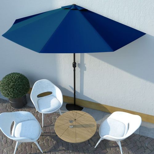 Parasol de balcon avec mât en aluminium Bleu 300x150x253cm Demi - Photo n°2; ?>