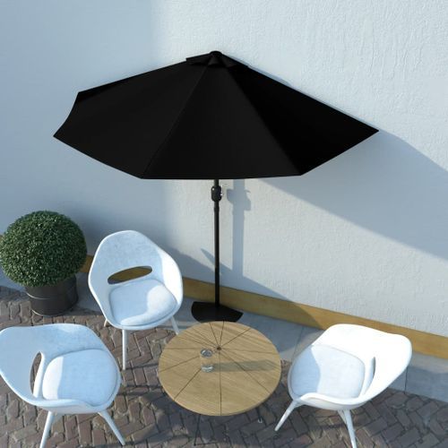 Parasol de balcon avec mât en aluminium Noir 270x135x245cm Demi - Photo n°2; ?>