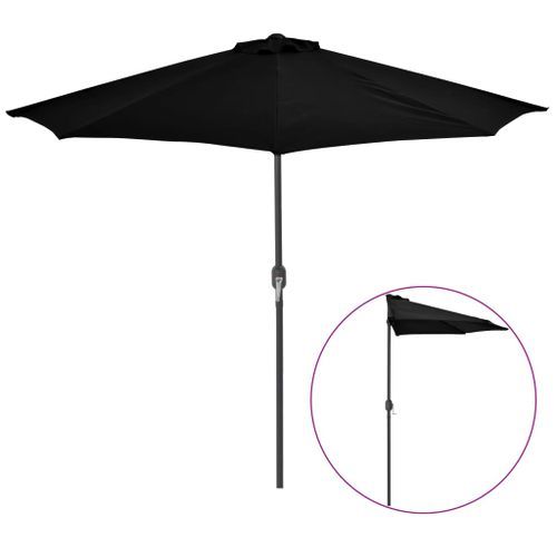 Parasol de balcon avec mât en aluminium Noir 270x135x245cm Demi - Photo n°3; ?>