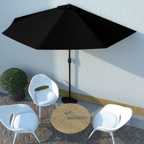 Parasol de balcon avec mât en aluminium Noir 300x150x253cm Demi - Photo n°2; ?>