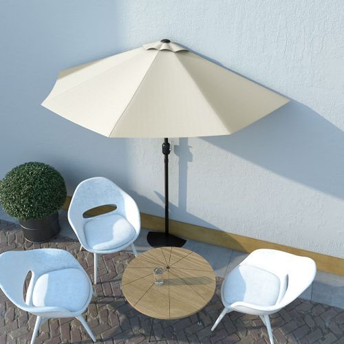 Parasol de balcon avec mât en aluminium Sable 270x135 cm Demi - Photo n°2; ?>