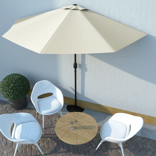 Parasol de balcon avec mât en aluminium Sable 300x150 cm Demi - Photo n°2; ?>