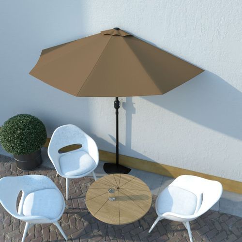 Parasol de balcon avec mât en aluminium Taupe 270x135 cm Demi - Photo n°2; ?>