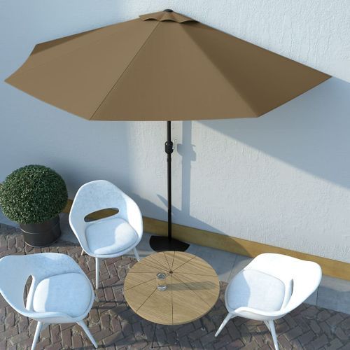 Parasol de balcon avec mât en aluminium Taupe 300x150 cm Demi - Photo n°2; ?>