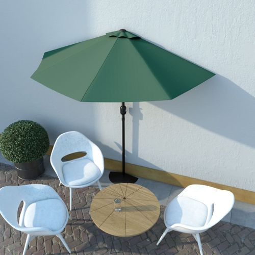 Parasol de balcon avec mât en aluminium Vert 270x135 cm Demi - Photo n°2; ?>