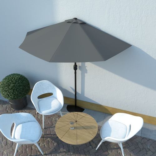 Parasol de balcon et mât en aluminium Anthracite 270x135cm Demi - Photo n°2; ?>