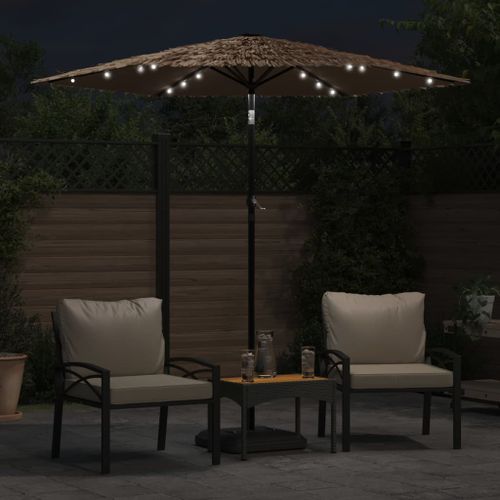 Parasol de jardin avec LED et mât en acier marron 223x223x231cm - Photo n°3; ?>