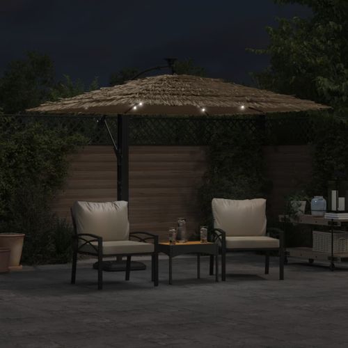 Parasol de jardin avec LED et mât en acier marron 246x246x230cm - Photo n°3; ?>