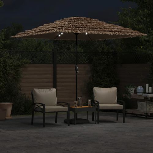 Parasol de jardin avec LED et mât en acier marron 248x248x248cm - Photo n°3; ?>