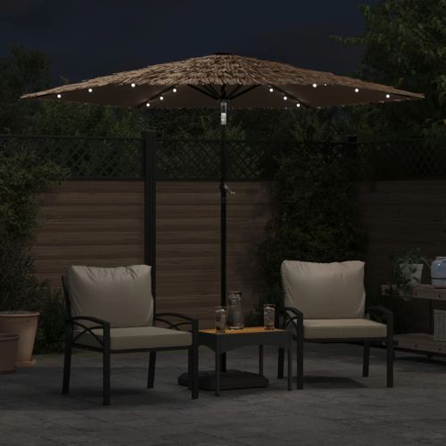 Parasol de jardin avec LED et mât en acier marron 268x268x226cm - Photo n°3; ?>