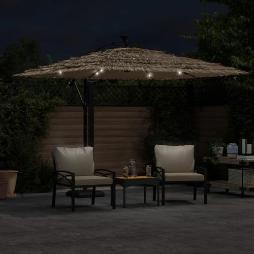 Parasol de jardin avec LED et mât en acier marron 269x269x235cm - Photo n°3; ?>