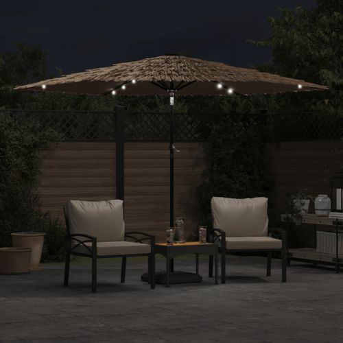 Parasol de jardin avec LED et mât en acier marron 288x288x225cm - Photo n°3; ?>