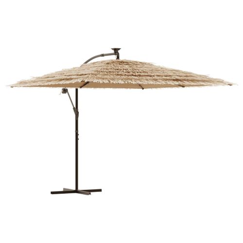 Parasol de jardin avec LED et mât en acier marron 290x290x238cm - Photo n°2; ?>