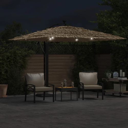 Parasol de jardin avec LED et mât en acier marron 290x290x238cm - Photo n°3; ?>