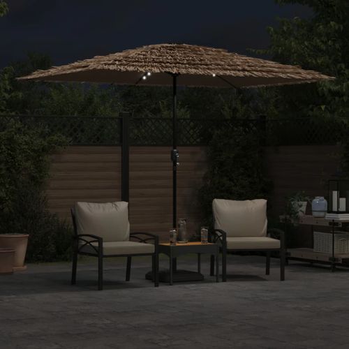 Parasol de jardin avec LED et mât en acier marron 300x200x250cm - Photo n°3; ?>