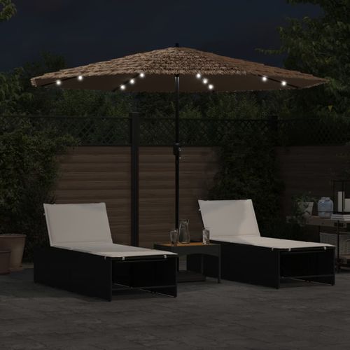 Parasol de jardin avec LED et mât en acier marron 324x324x247cm - Photo n°3; ?>