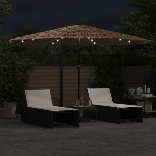 Parasol de jardin avec LED et mât en acier marron 388x388x248cm - Photo n°3; ?>