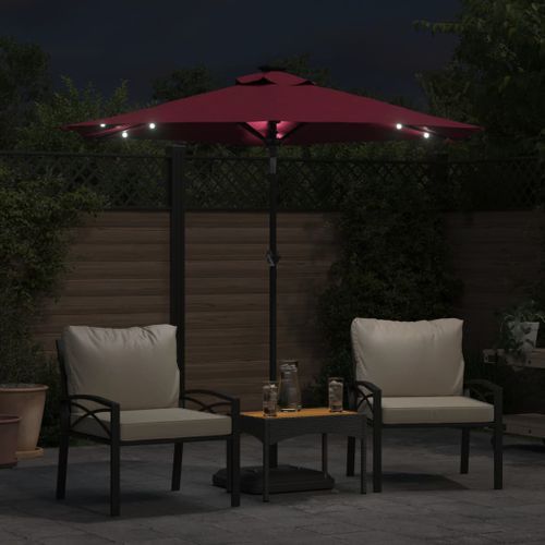 Parasol de jardin avec LED mât en acier bordeaux 225x225x212 cm - Photo n°3; ?>