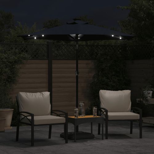 Parasol de jardin avec LED mât en acier noir 225x225x212 cm - Photo n°3; ?>