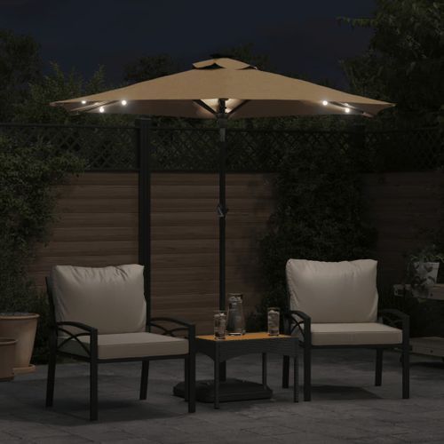 Parasol de jardin avec LED mât en acier taupe 225x225x212 cm - Photo n°3; ?>