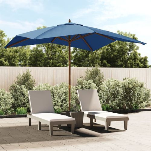 Parasol de jardin avec mât en bois bleu azuré 300x300x273 cm - Photo n°2; ?>