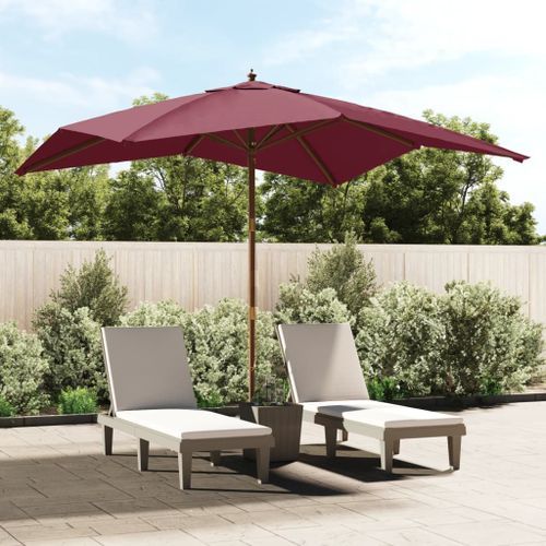 Parasol de jardin avec mât en bois rouge bordeaux 300x300x273cm - Photo n°2; ?>