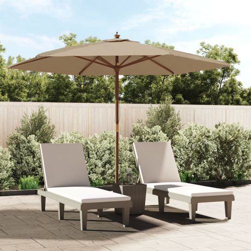 Parasol de jardin avec mât en bois taupe 299x240 cm - Photo n°2; ?>